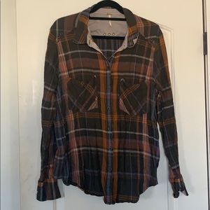 Free People Plaid Button-Down Shirt